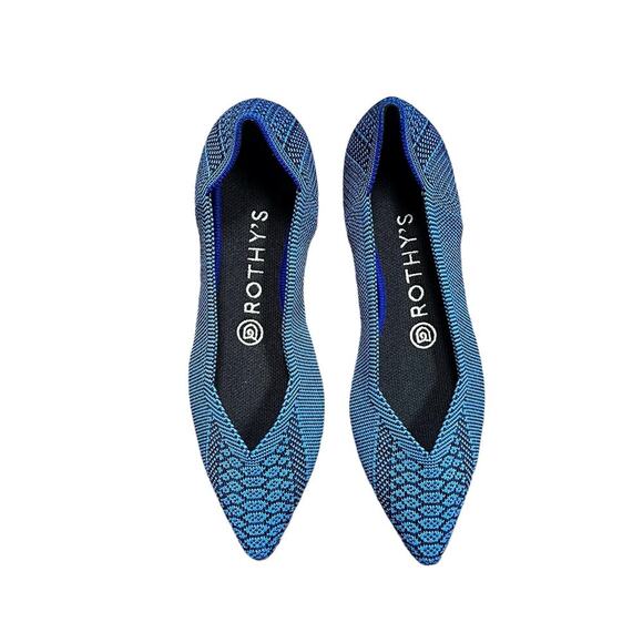 Rothy’s The Point Flat in Lapis Python Blue Rare Women’s Size 7‎ - Picture 3 of 9